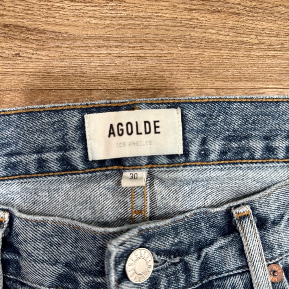 Agolde Lana Mid Rise Vintage Straight Crop Backdrop Distress Light Wash Size‎ 30 - Picture 7 of 8